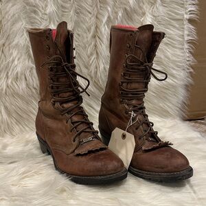 Double H Brown Lace-Up Combat Boots